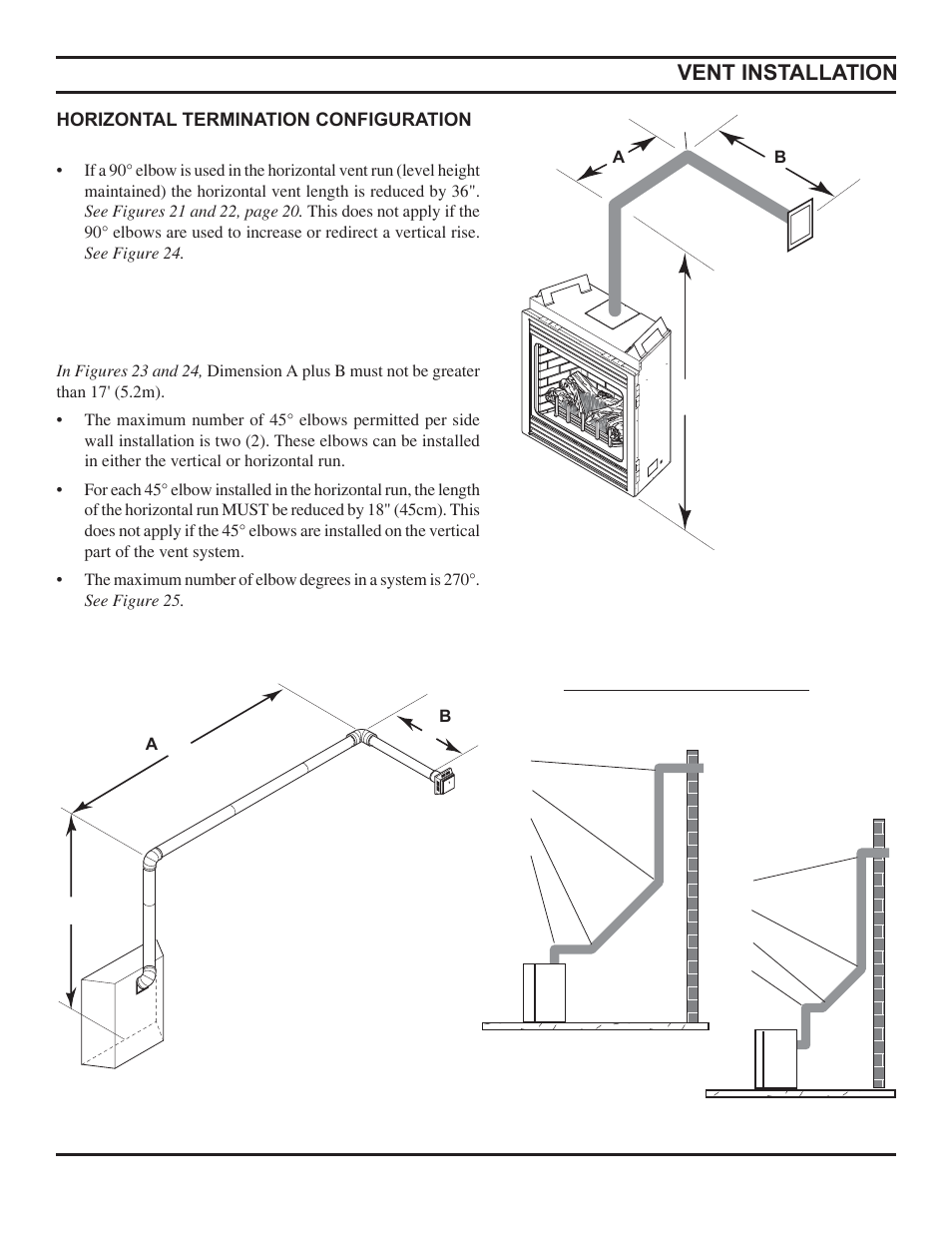Vent installation | Monessen Hearth Direct Vent Gas Fireplace HBDV300 User Manual | Page 21 / 54