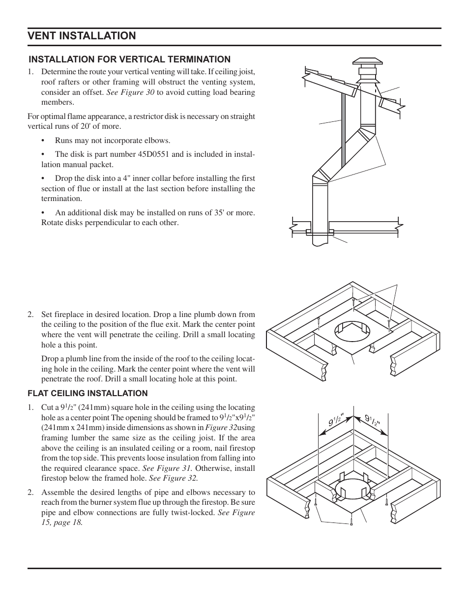Vent installation | Monessen Hearth Direct Vent Gas Fireplace HBDV300 User Manual | Page 24 / 54