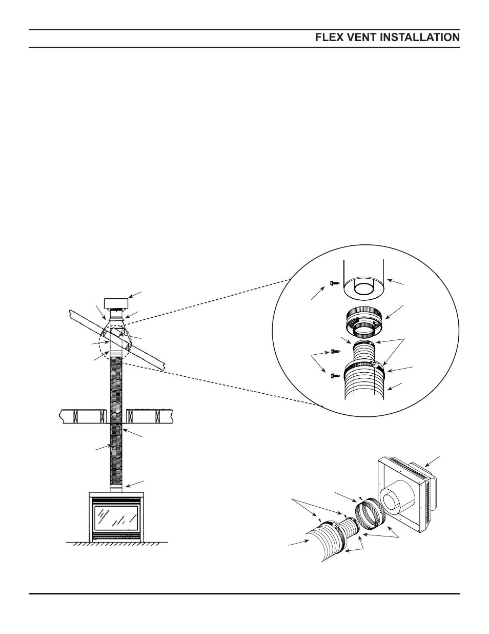 Flex vent installation | Monessen Hearth Direct Vent Gas Fireplace HBDV300 User Manual | Page 27 / 54