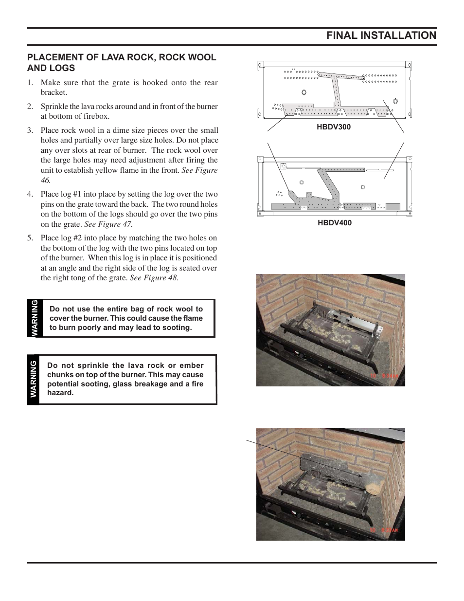 Final installation | Monessen Hearth Direct Vent Gas Fireplace HBDV300 User Manual | Page 33 / 54