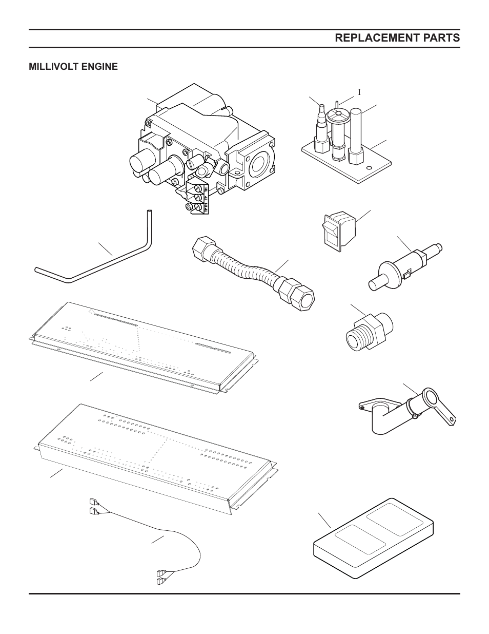 Replacement parts | Monessen Hearth Direct Vent Gas Fireplace HBDV300 User Manual | Page 45 / 54