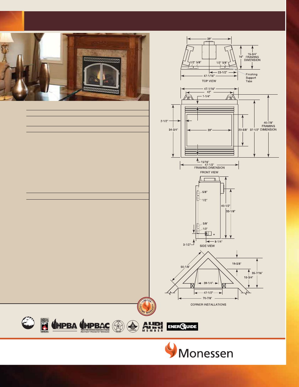 Monessen Hearth BDV600C User Manual | 1 page