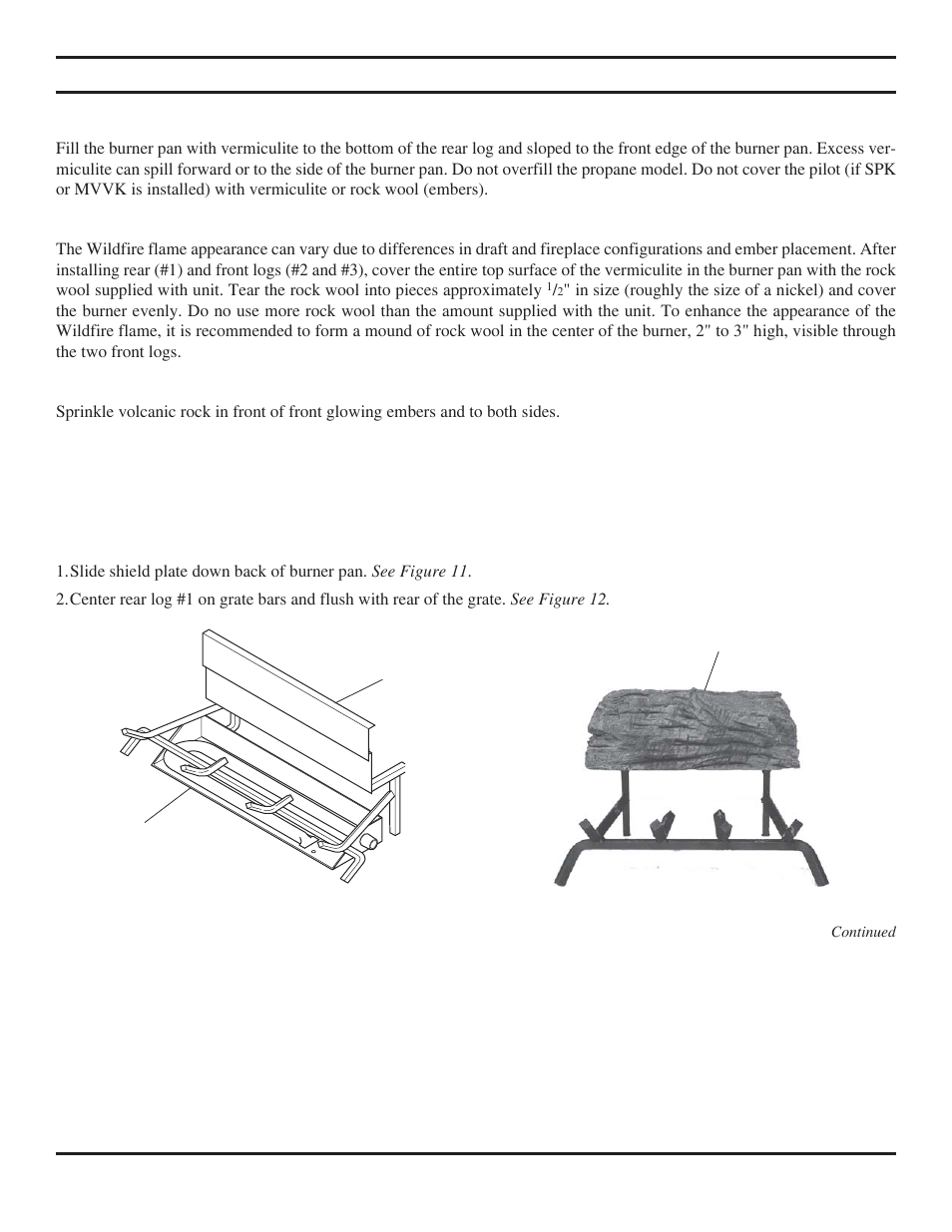 Log placement | Monessen Hearth VWF30 User Manual | Page 12 / 56