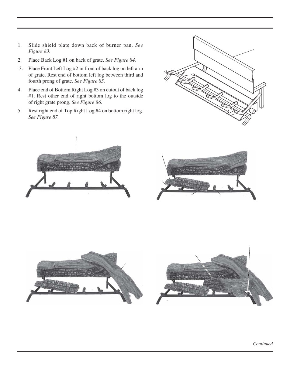 Log placement | Monessen Hearth VWF30 User Manual | Page 28 / 56