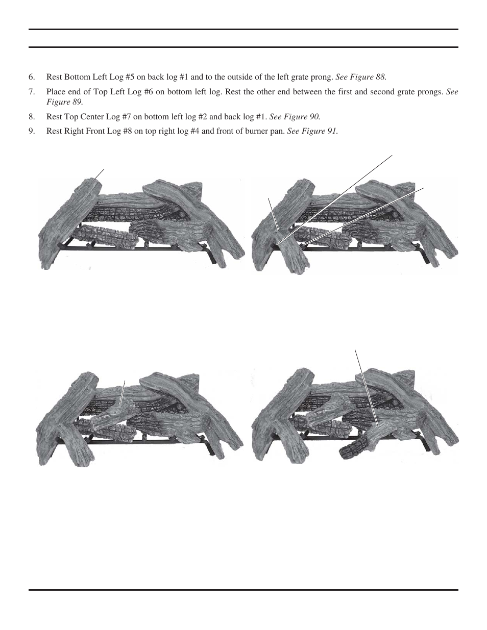 Log placement | Monessen Hearth VWF30 User Manual | Page 29 / 56