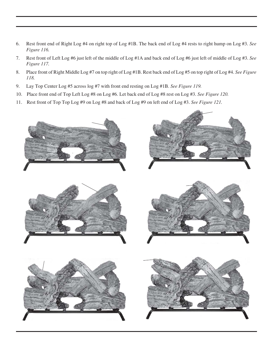 Log placement | Monessen Hearth VWF30 User Manual | Page 35 / 56