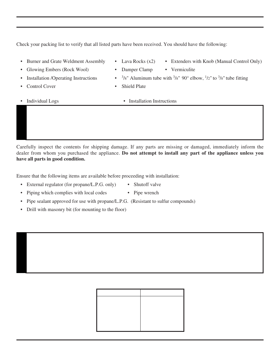 Getting started, Caution, Warning | Monessen Hearth VWF30 User Manual | Page 5 / 56