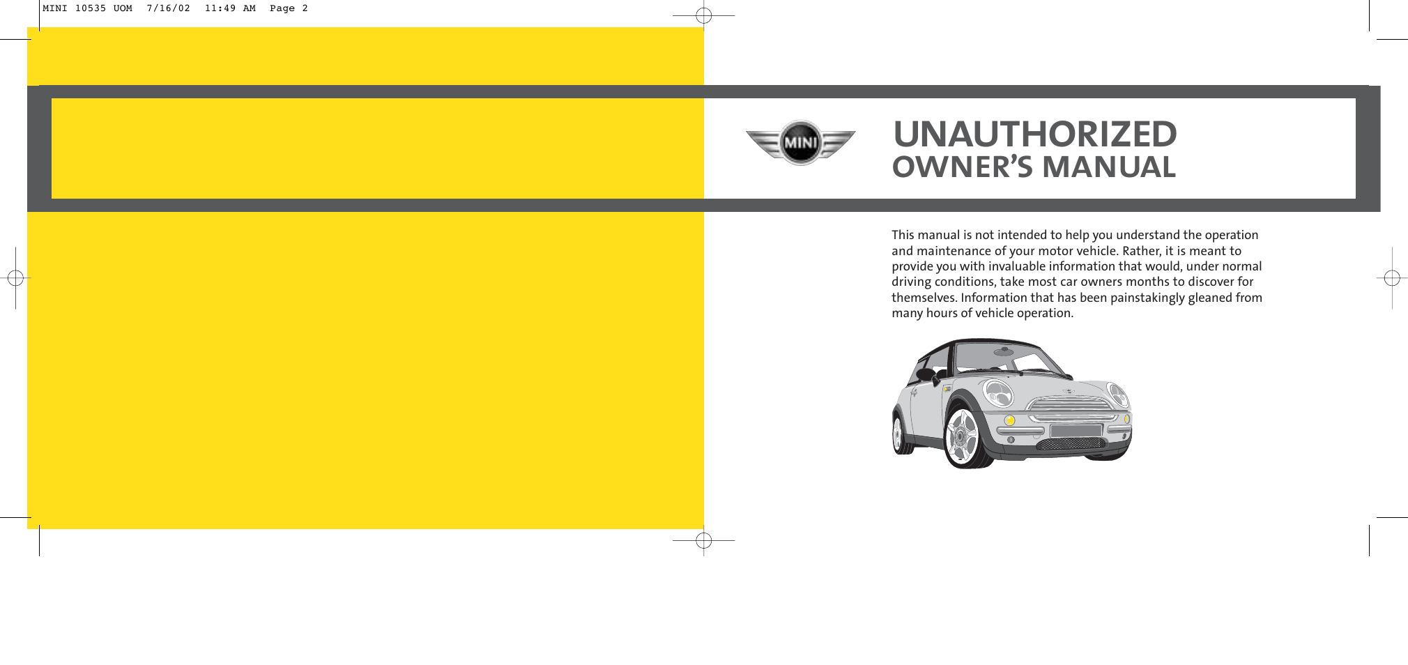 Unauthorized, Owner’s manual | Mini car User Manual | Page 2 / 19