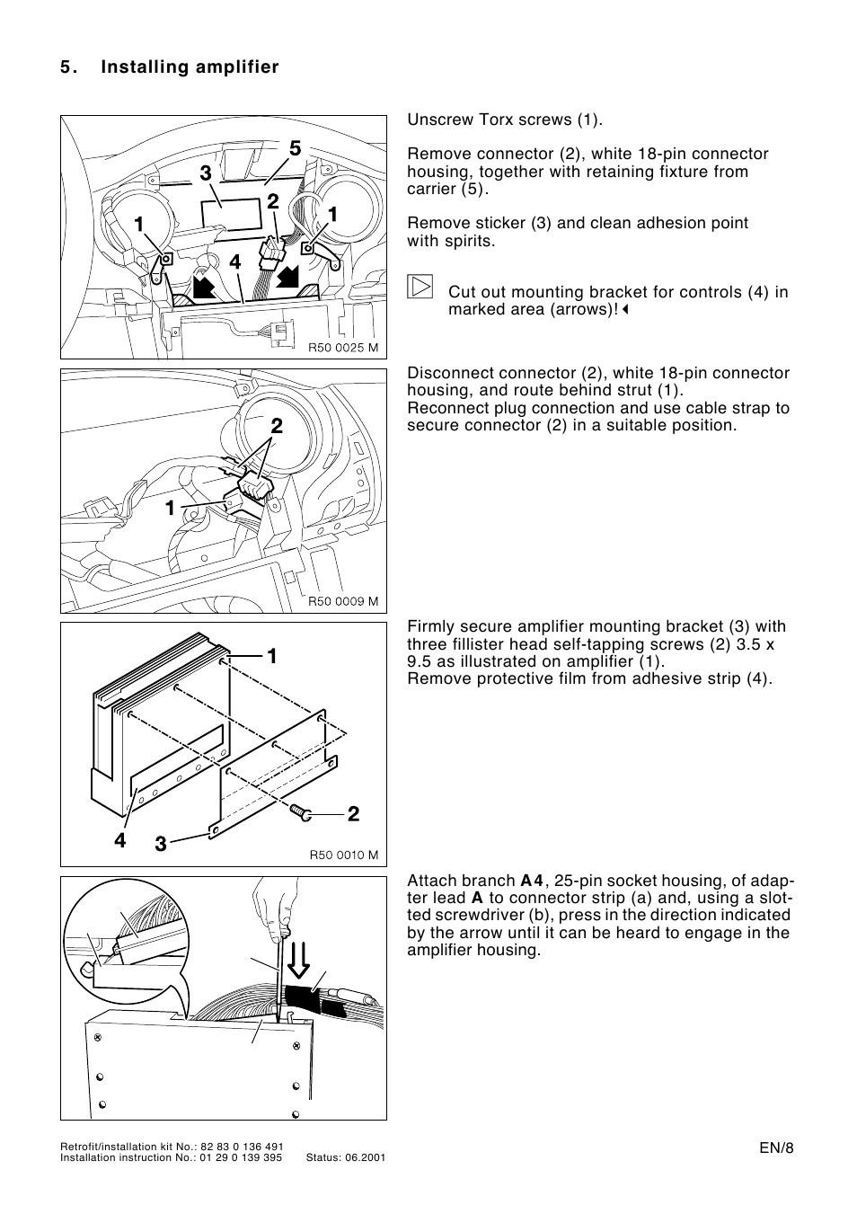 Installing amplifier, A4 a a4 a b, 5 . installing amplifier | Mini R53 User Manual | Page 8 / 13