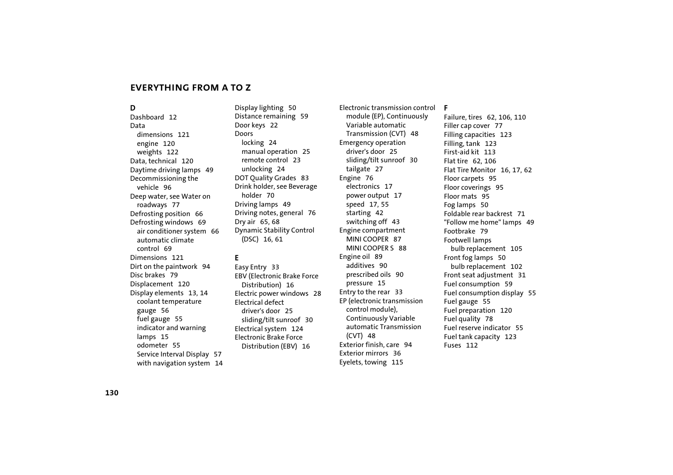 Mini COOPER User Manual | Page 132 / 140