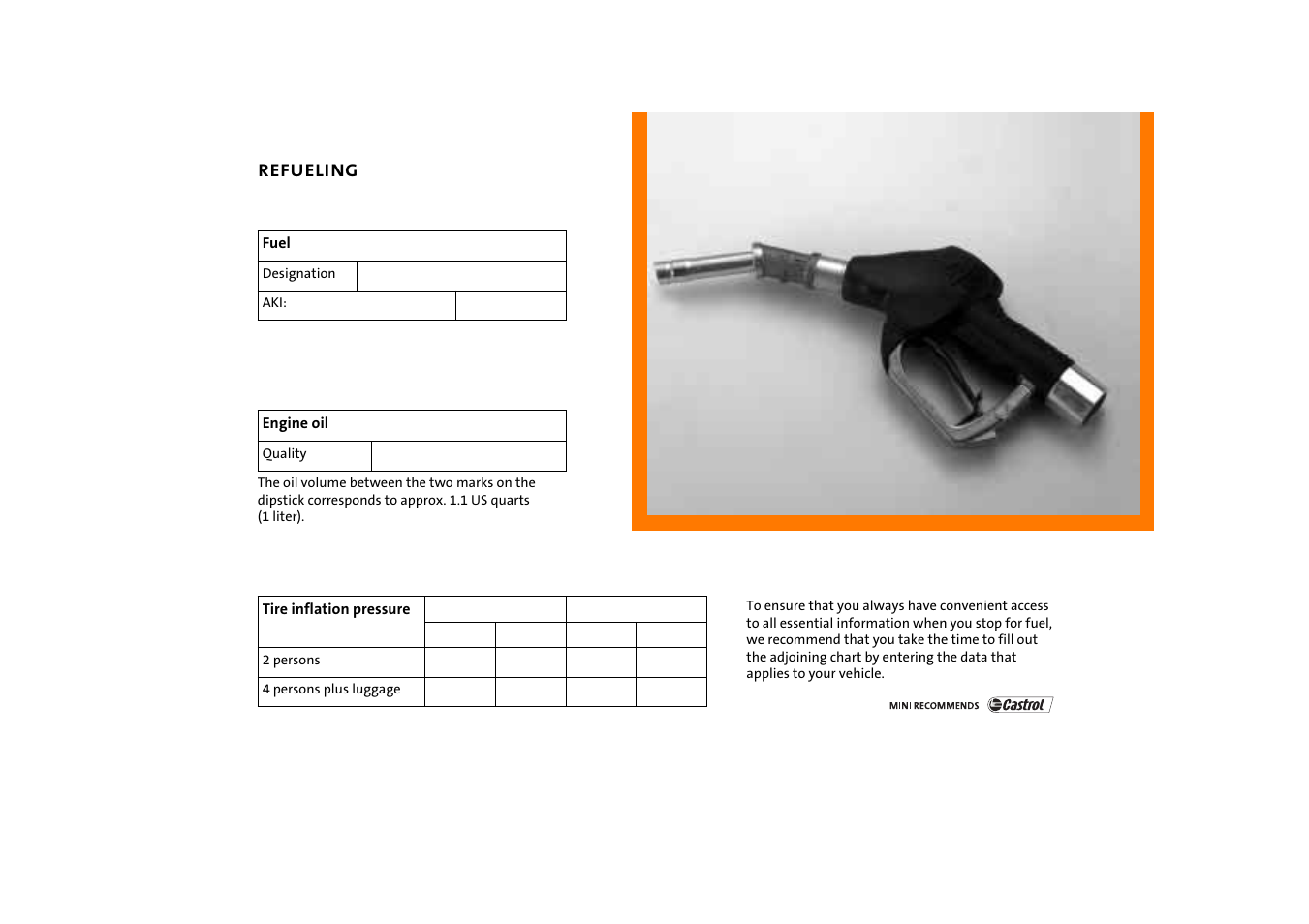 Refueling | Mini COOPER User Manual | Page 138 / 140