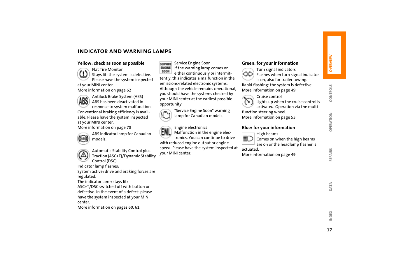 Mini COOPER User Manual | Page 19 / 140