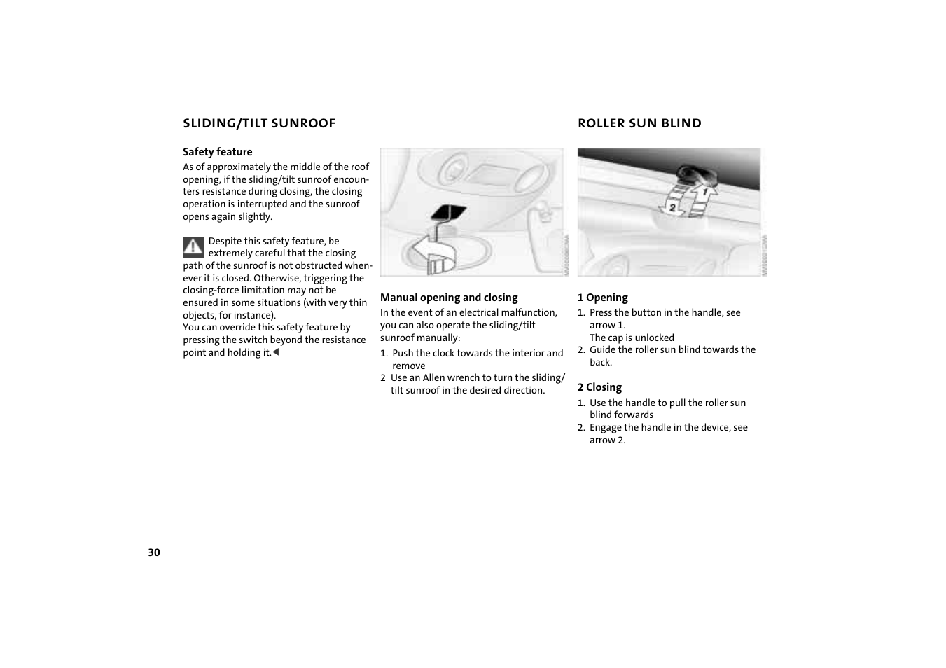 Roller sun blind, Controls and features | Mini COOPER User Manual | Page 32 / 140