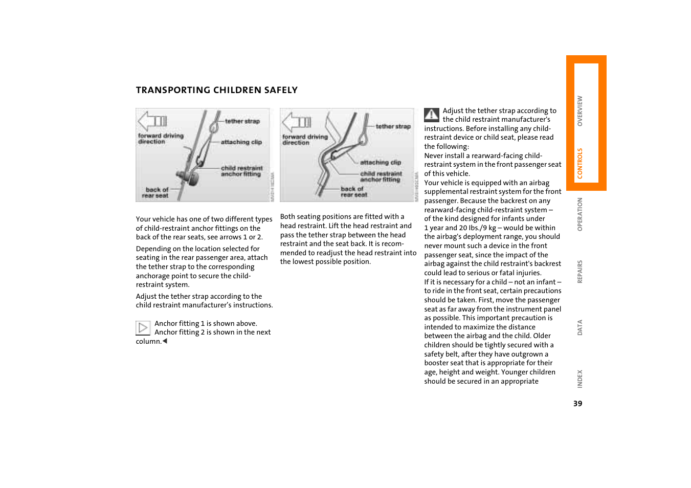 Transporting children safely | Mini COOPER User Manual | Page 41 / 140