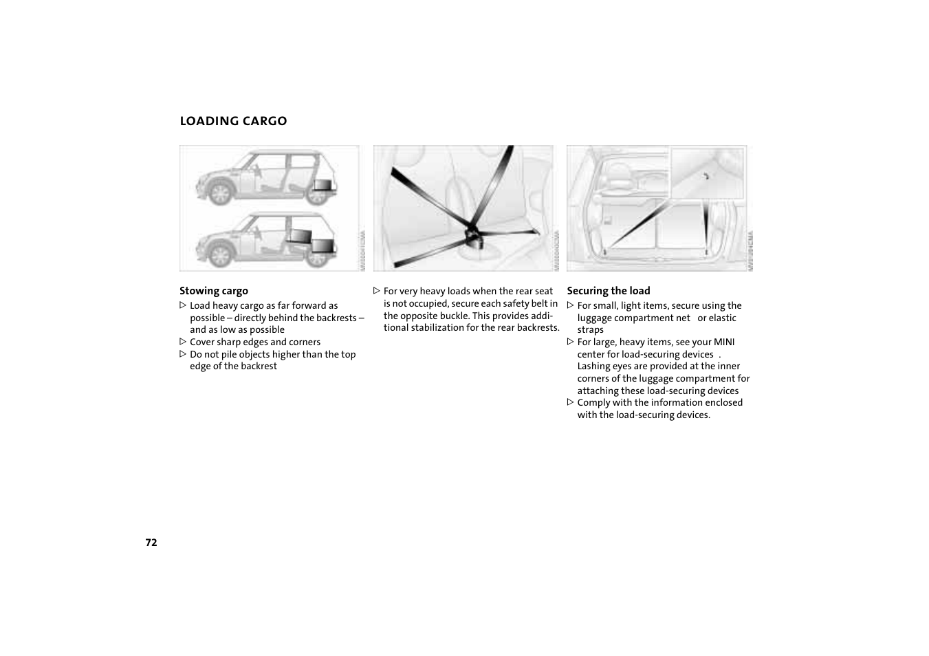 Loading cargo | Mini COOPER User Manual | Page 74 / 140