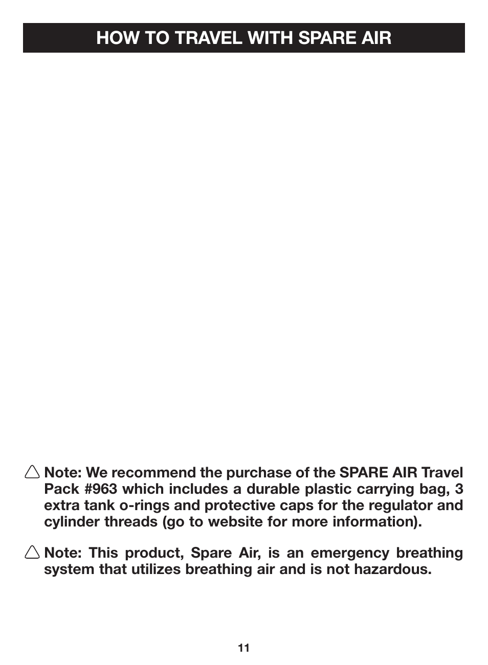 How to travel with spare air | Mini SPARE AIR User Manual | Page 15 / 20
