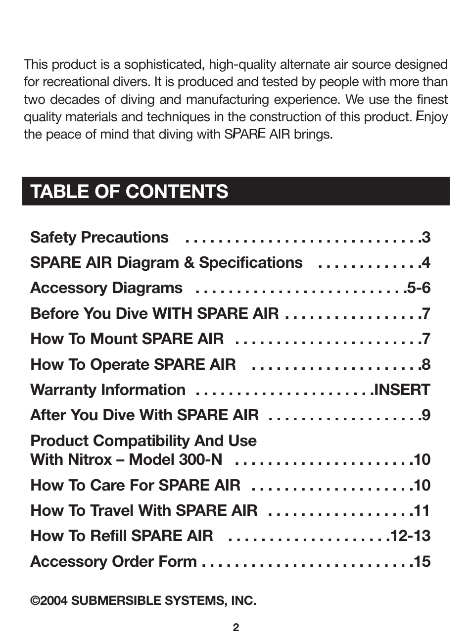 Mini SPARE AIR User Manual | Page 2 / 20