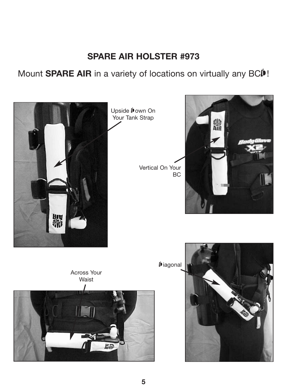 Accessories (included in package), Spare air holster #973 | Mini SPARE AIR User Manual | Page 5 / 20