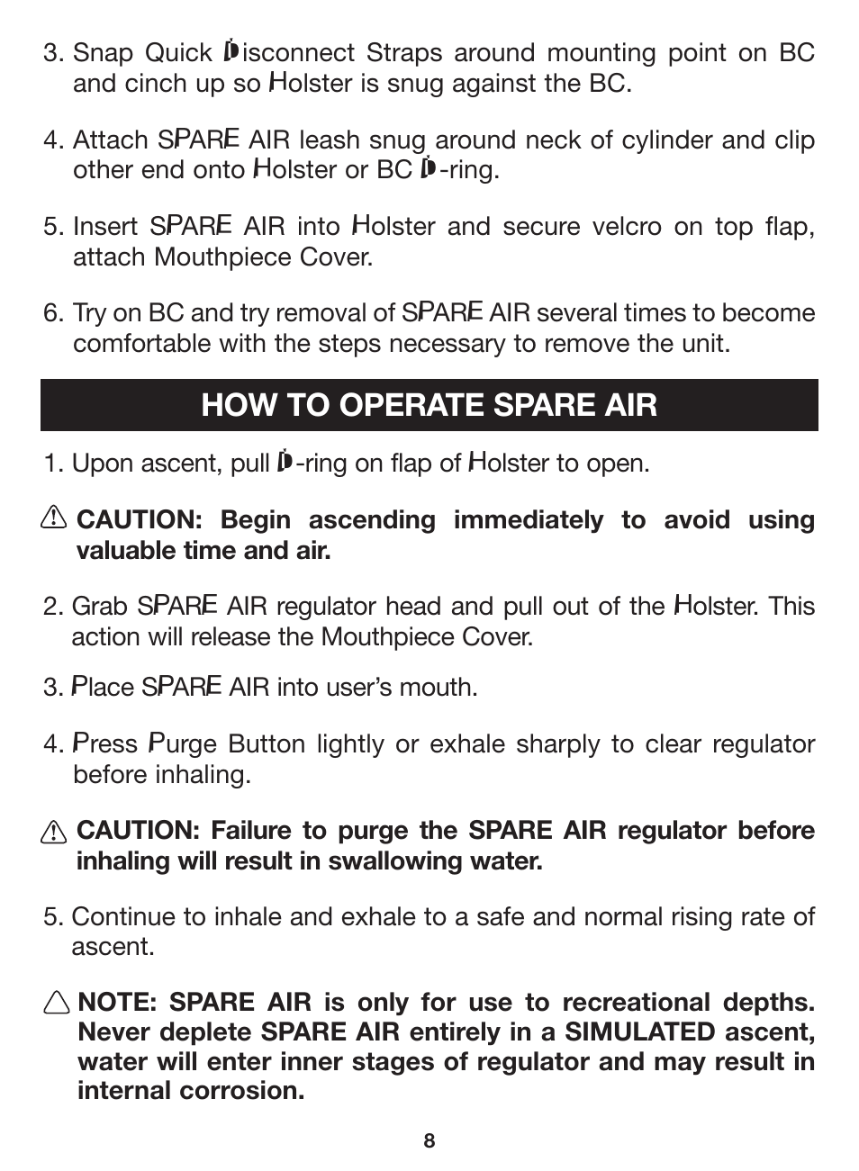 How to operate spare air | Mini SPARE AIR User Manual | Page 8 / 20