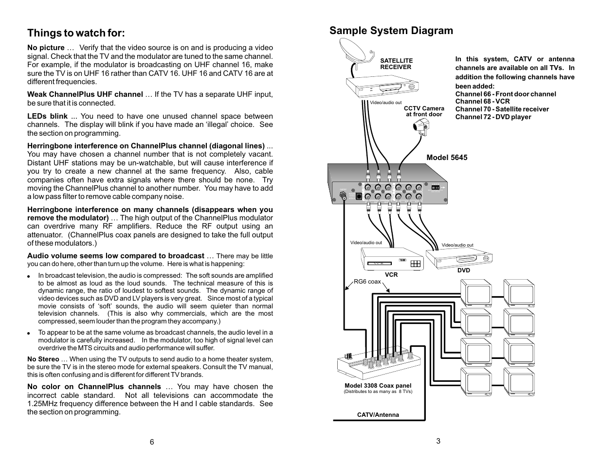 Things to watch for, Sample system diagram | Multiplex Technology CHANNEL PLUS 5615 User Manual | Page 3 / 4