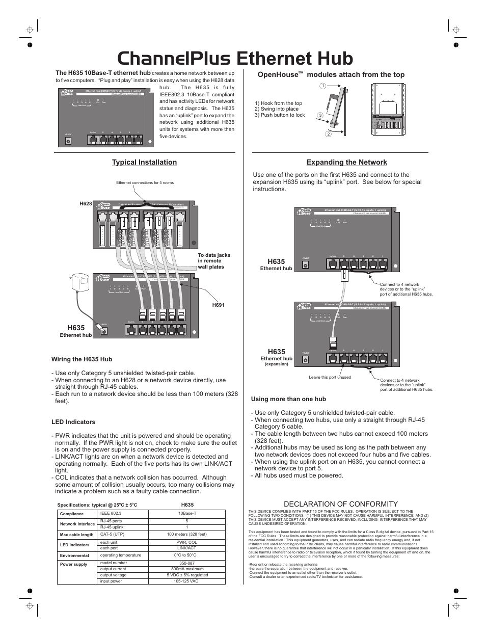 Multiplex Technology H635 User Manual | 2 pages
