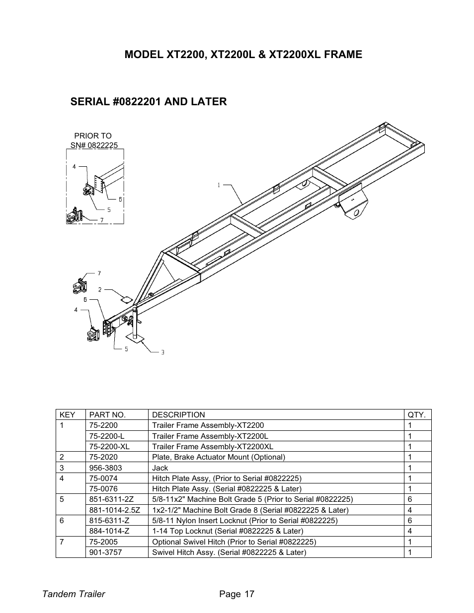 Model xt2200, xt2200l & xt2200xl frame 17, Model xt2200, xt2200l & xt2200xl frame | Meyer XT1600L User Manual | Page 17 / 28