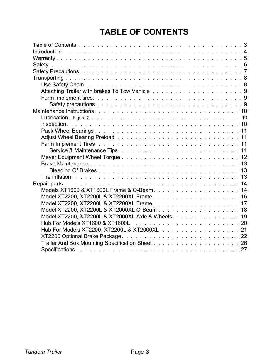 Meyer XT1600L User Manual | Page 3 / 28