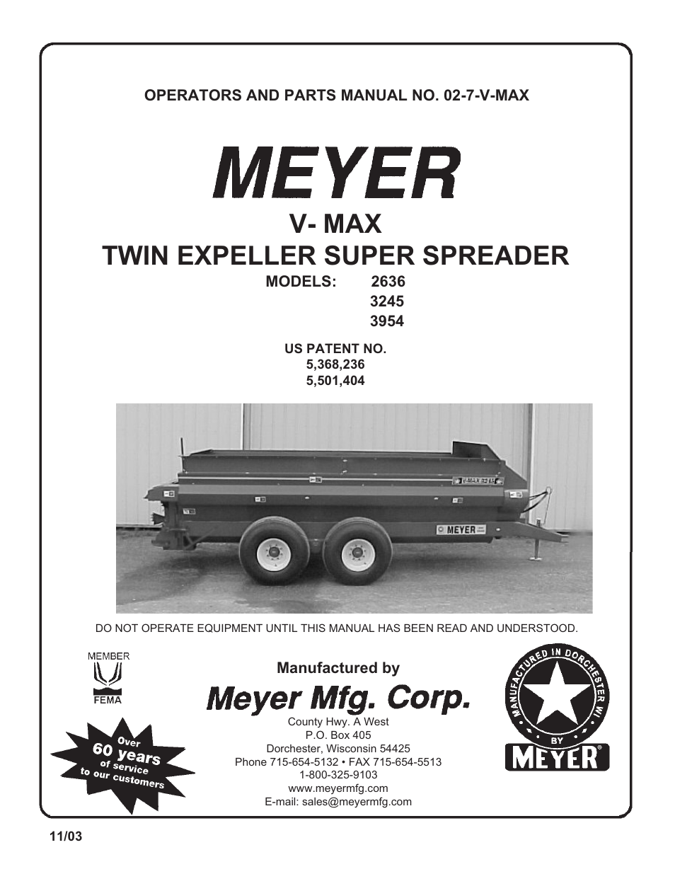 Meyer V- MAX 3954 User Manual | 60 pages