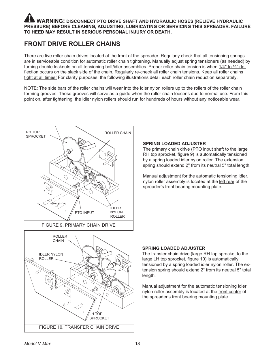 Front drive roller chains 18, Front drive roller chains | Meyer V- MAX 3954 User Manual | Page 18 / 60