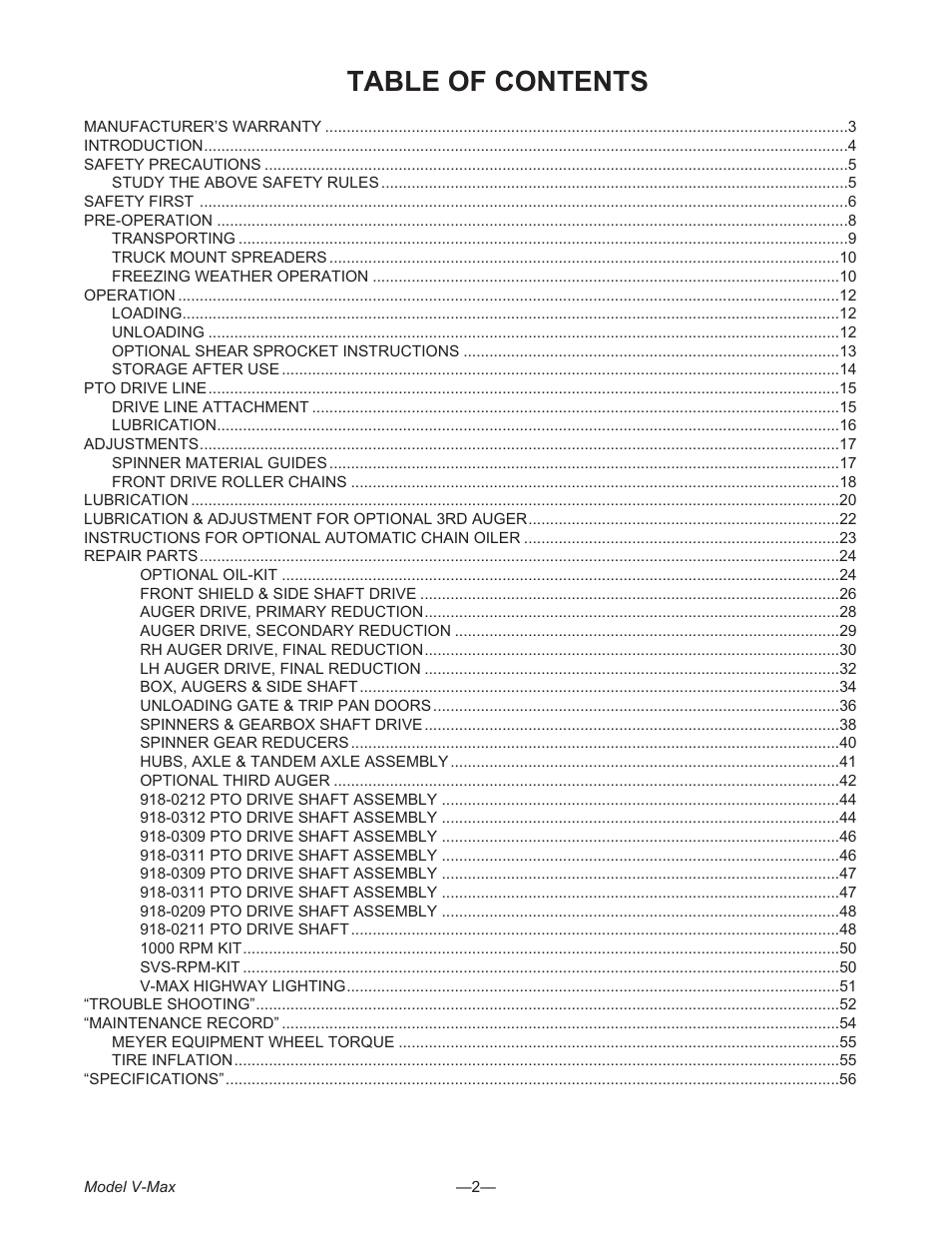 Meyer V- MAX 3954 User Manual | Page 2 / 60