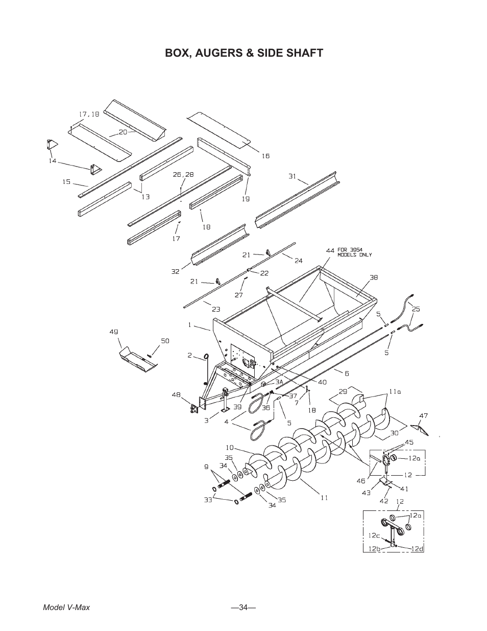 Box, au gers & side shaft 34, Box, augers & side shaft | Meyer V- MAX 3954 User Manual | Page 34 / 60