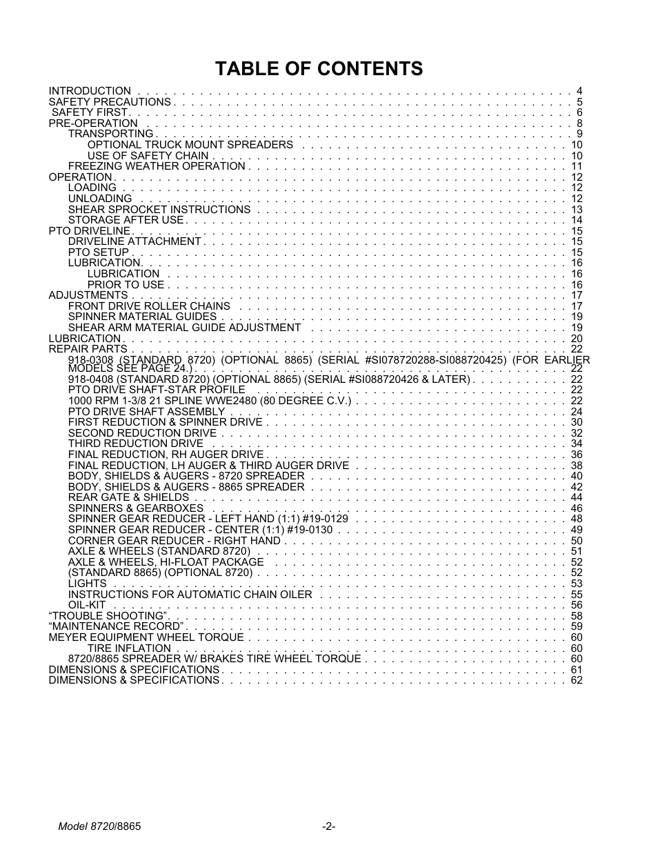 Meyer 8720 User Manual | Page 2 / 64