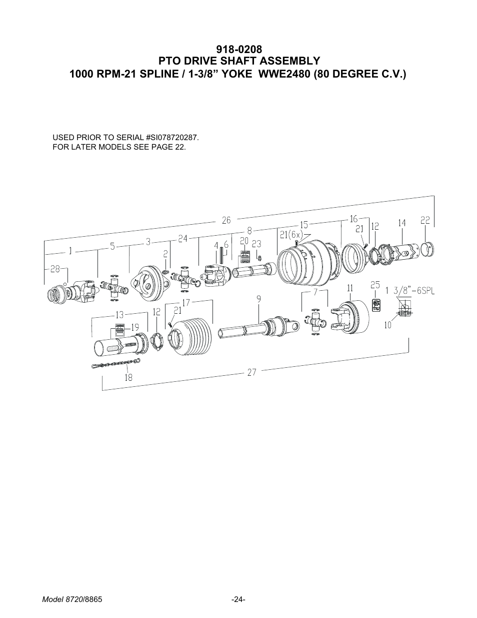Pto drive shaft as sem bly 24, Pto drive shaft assembly | Meyer 8720 User Manual | Page 24 / 64