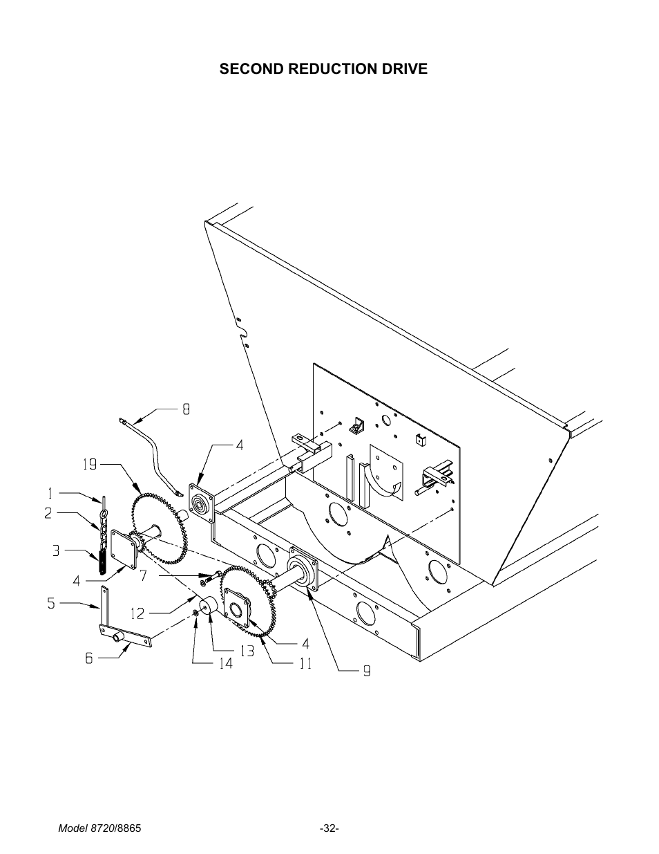 Sec ond re duc tion drive 32, Second reduction drive | Meyer 8720 User Manual | Page 32 / 64
