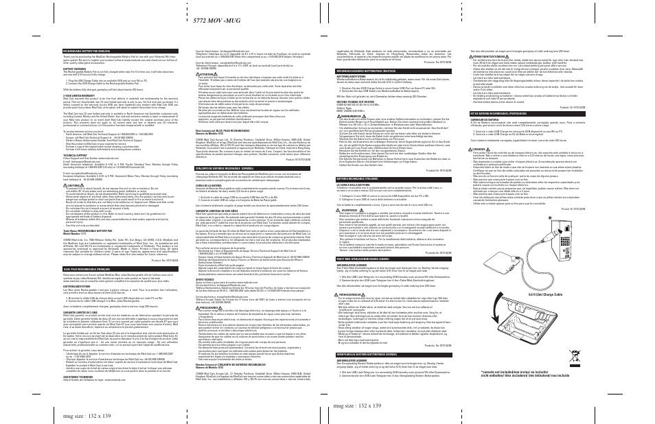 Mad Catz Rechargeable Battery Pack for Nintendo Wii User Manual | 1 page