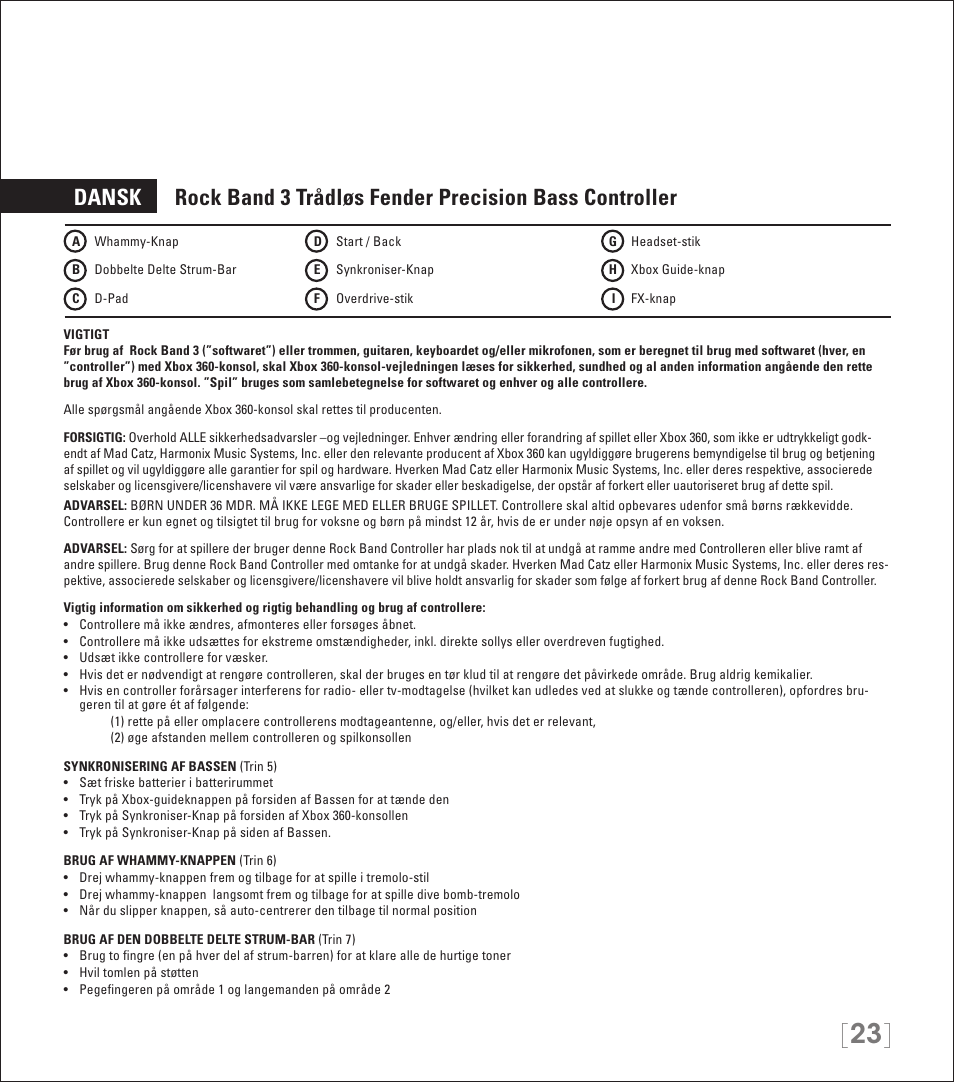 Rock Band Rock Band 3 Wireless Fender Precision Bass Controller User Manual | Page 23 / 32