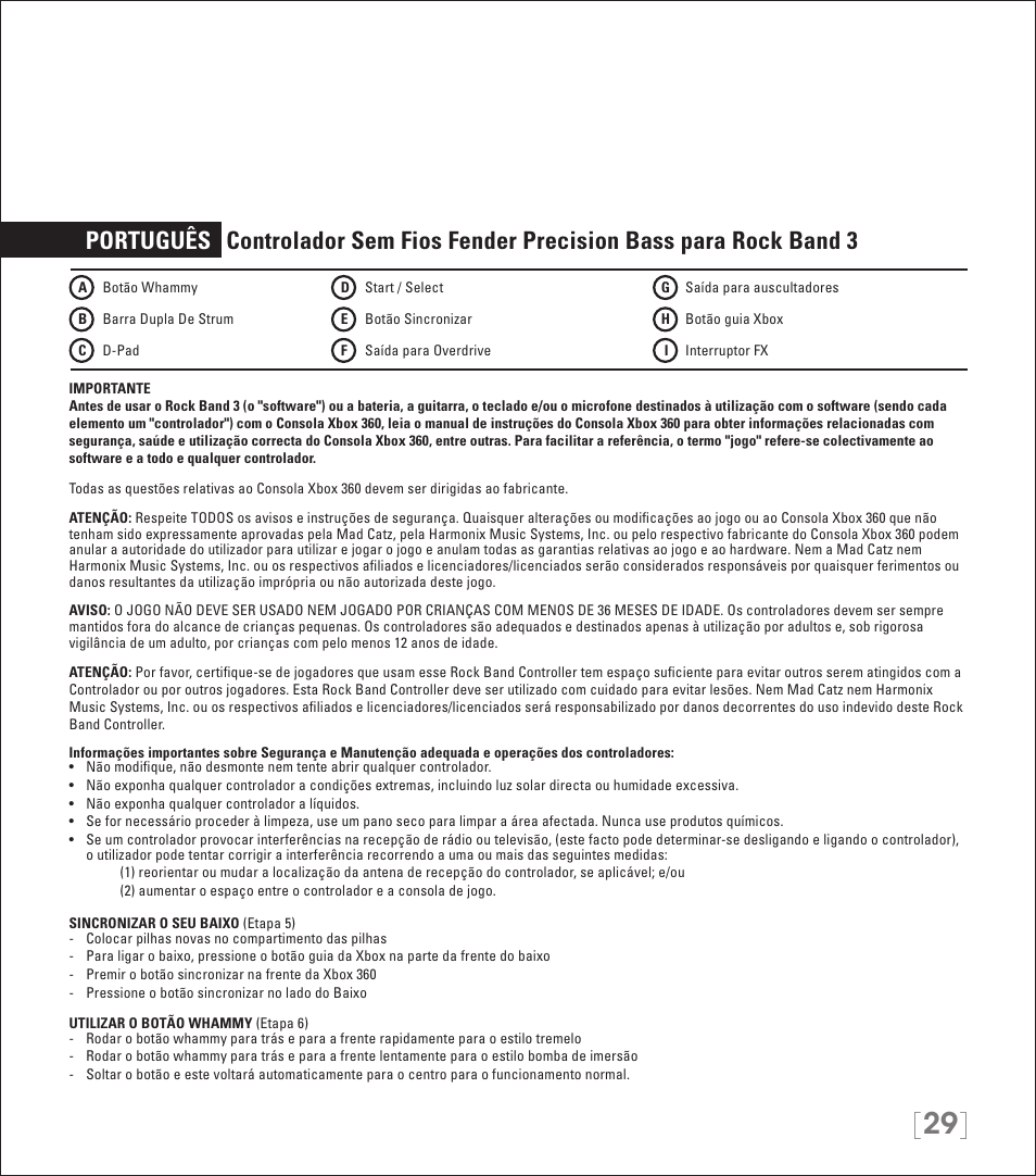 Rock Band Rock Band 3 Wireless Fender Precision Bass Controller User Manual | Page 29 / 32
