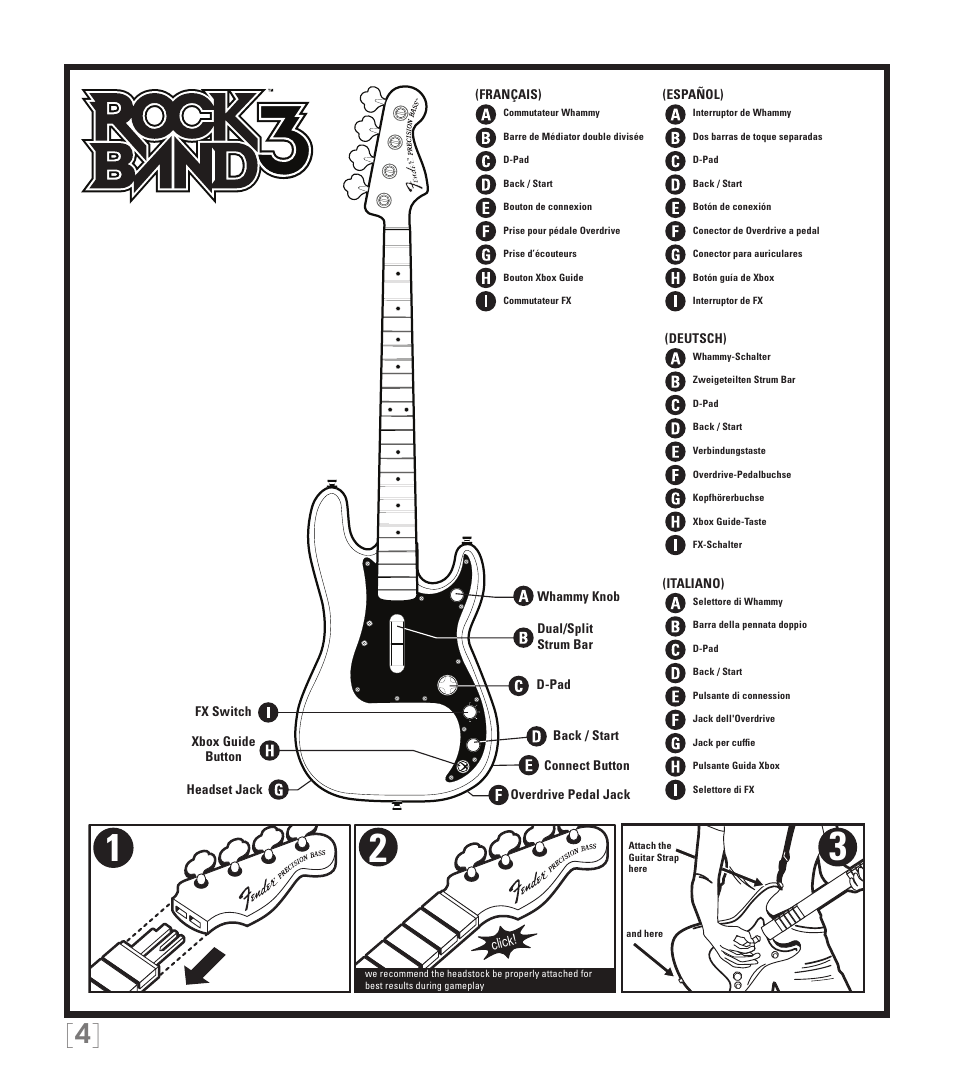 Rock Band Rock Band 3 Wireless Fender Precision Bass Controller User Manual | Page 4 / 32
