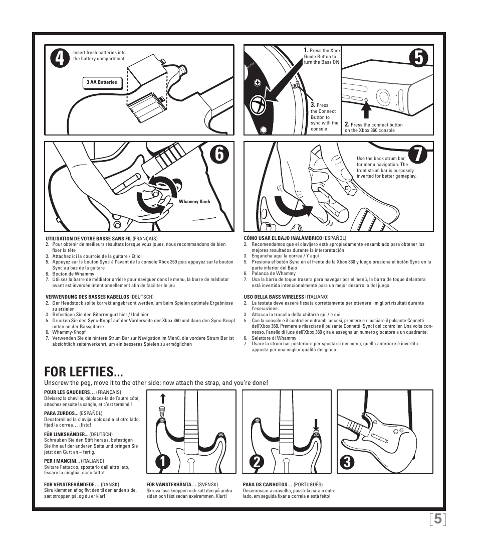 For lefties | Rock Band Rock Band 3 Wireless Fender Precision Bass Controller User Manual | Page 5 / 32