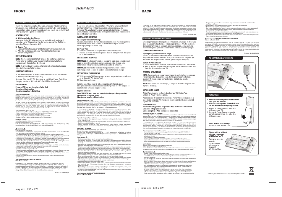Mad Catz AirCharge Inductive Charger User Manual | 1 page