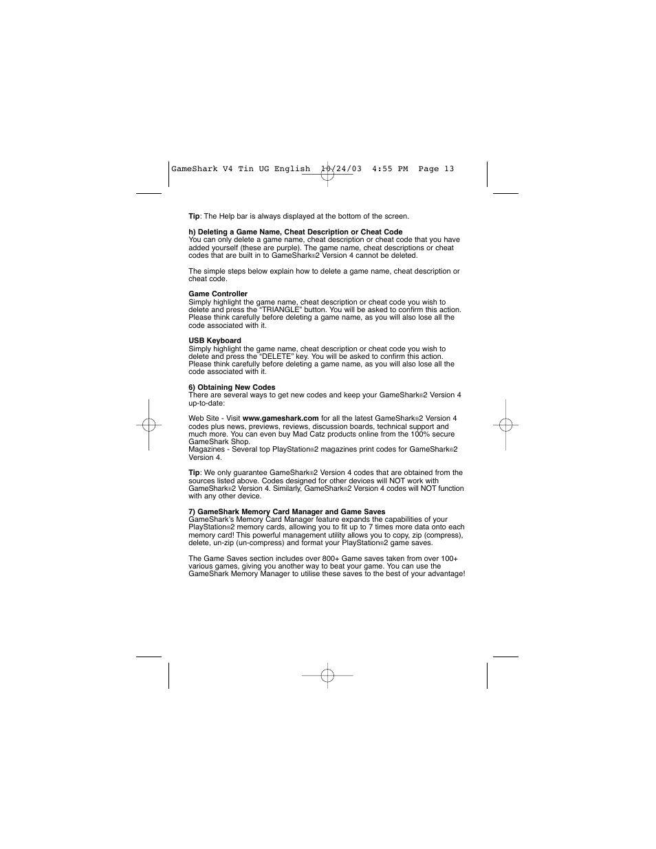 Mad Catz GameShark 2 User Manual | Page 13 / 35