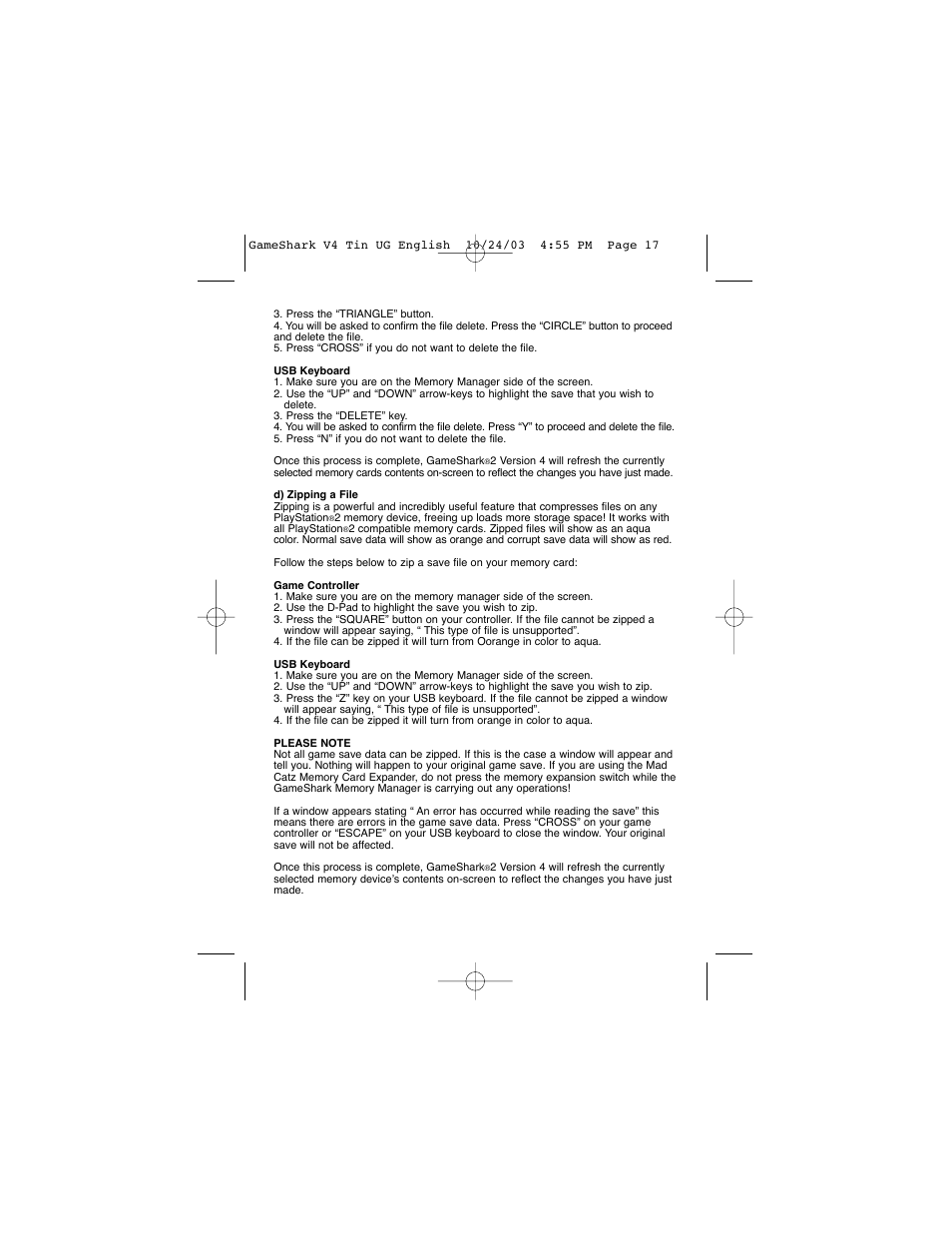 Mad Catz GameShark 2 User Manual | Page 17 / 35