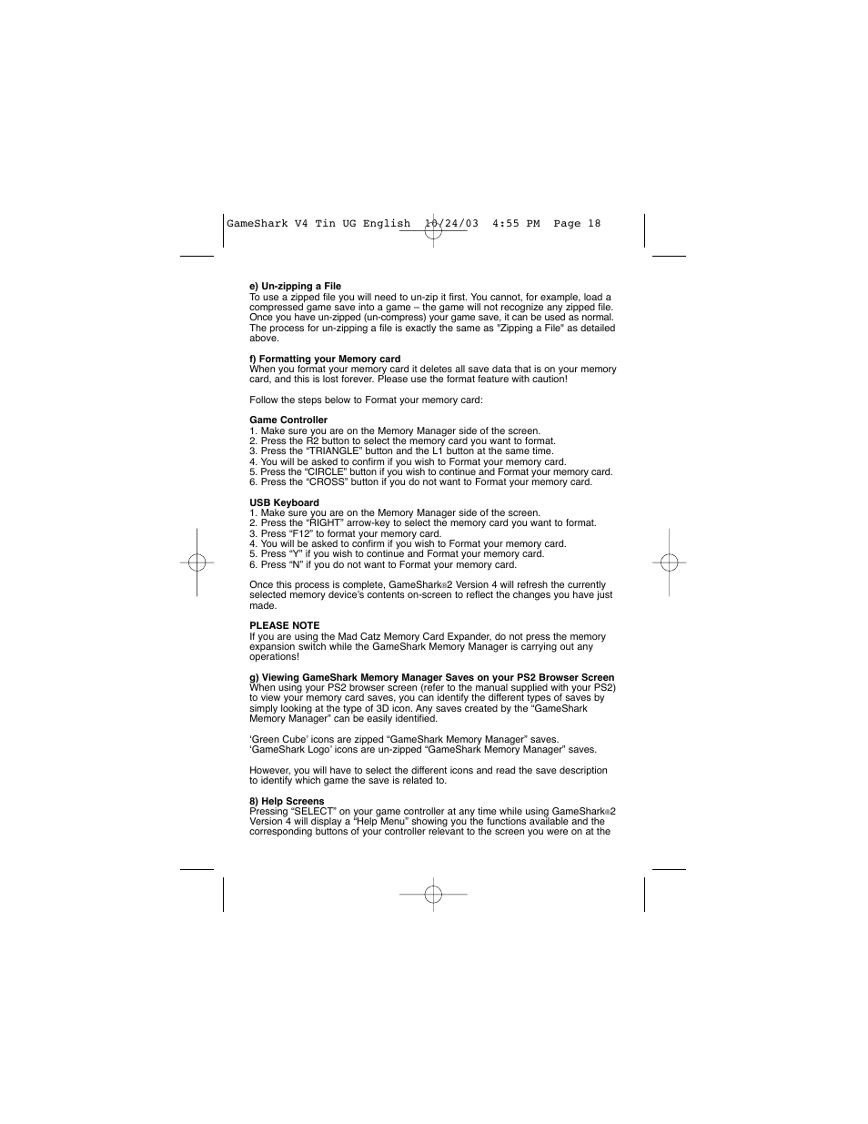 Mad Catz GameShark 2 User Manual | Page 18 / 35