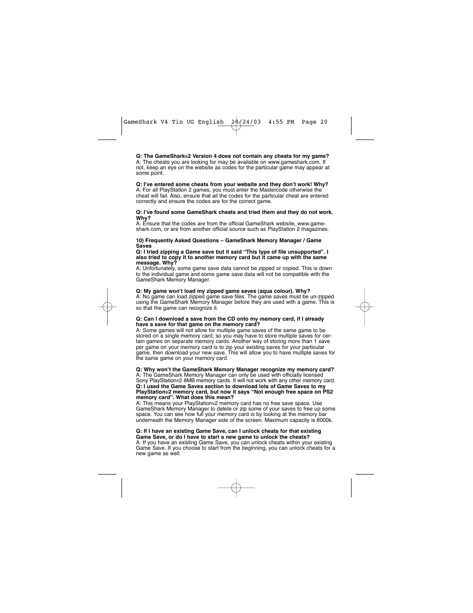 Mad Catz GameShark 2 User Manual | Page 20 / 35