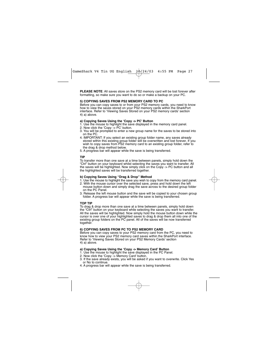 Mad Catz GameShark 2 User Manual | Page 27 / 35