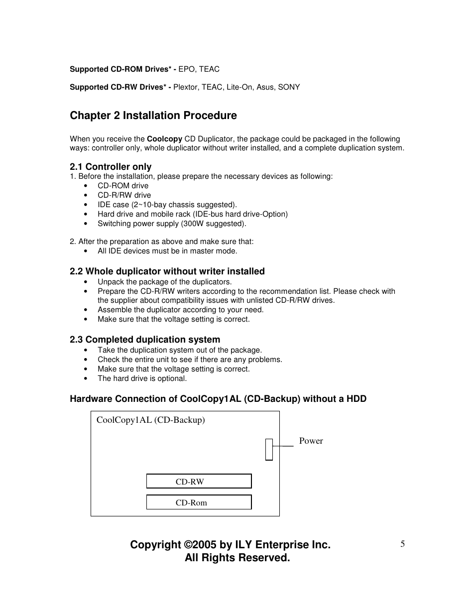 Chapter 2 installation procedure | ILY Enterprise CoolCopy 7 User Manual | Page 5 / 30