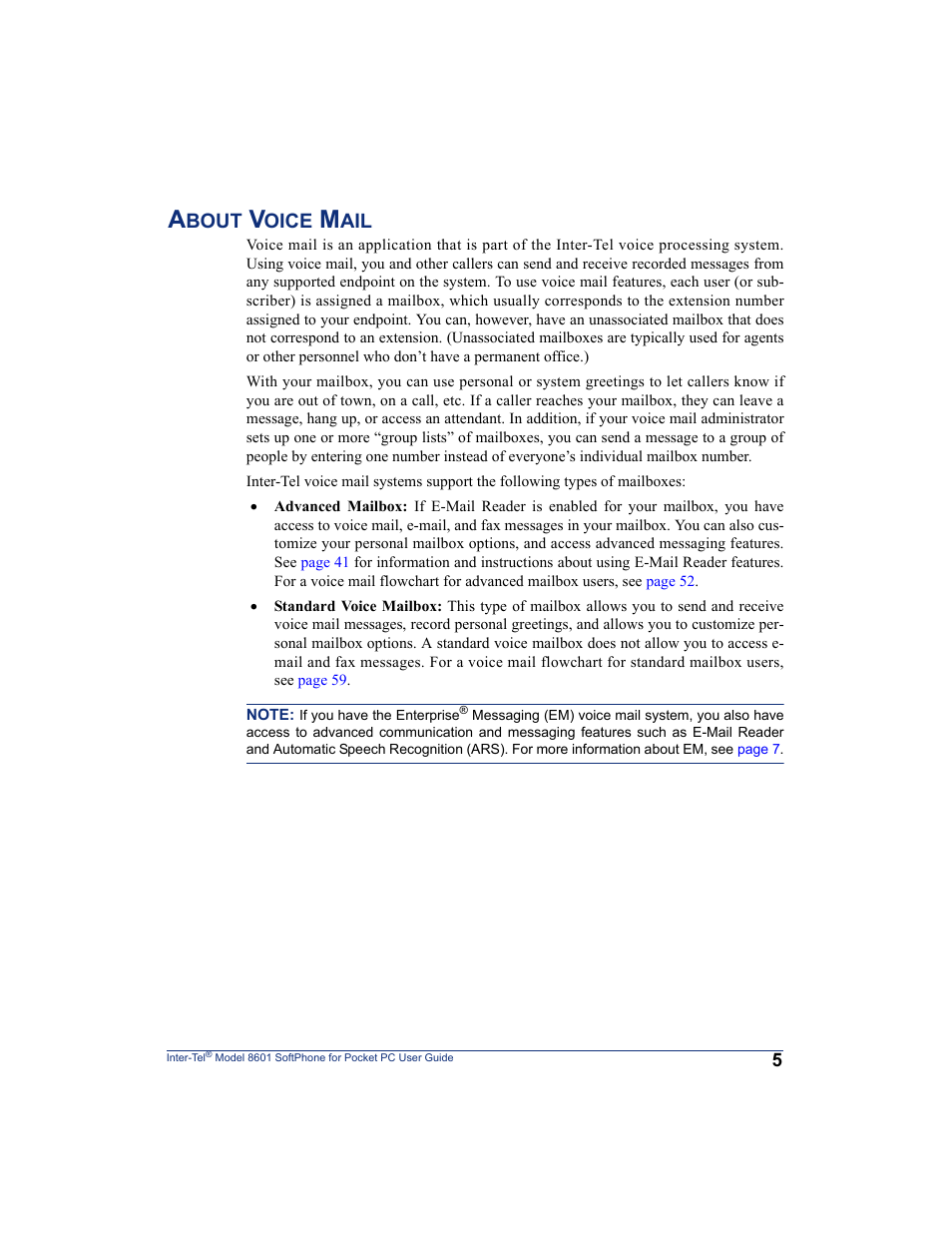 About voice mail | Inter-Tel SoftPhone 8601 User Manual | Page 11 / 66