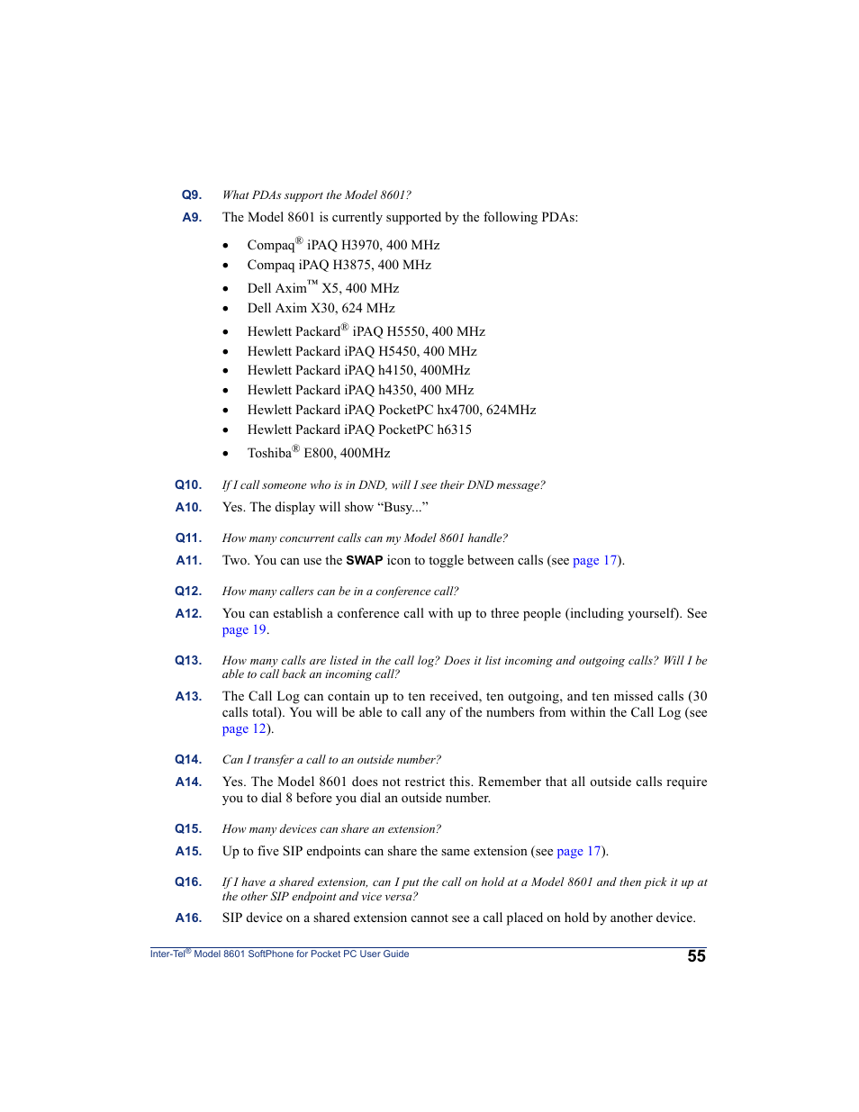 Inter-Tel SoftPhone 8601 User Manual | Page 61 / 66