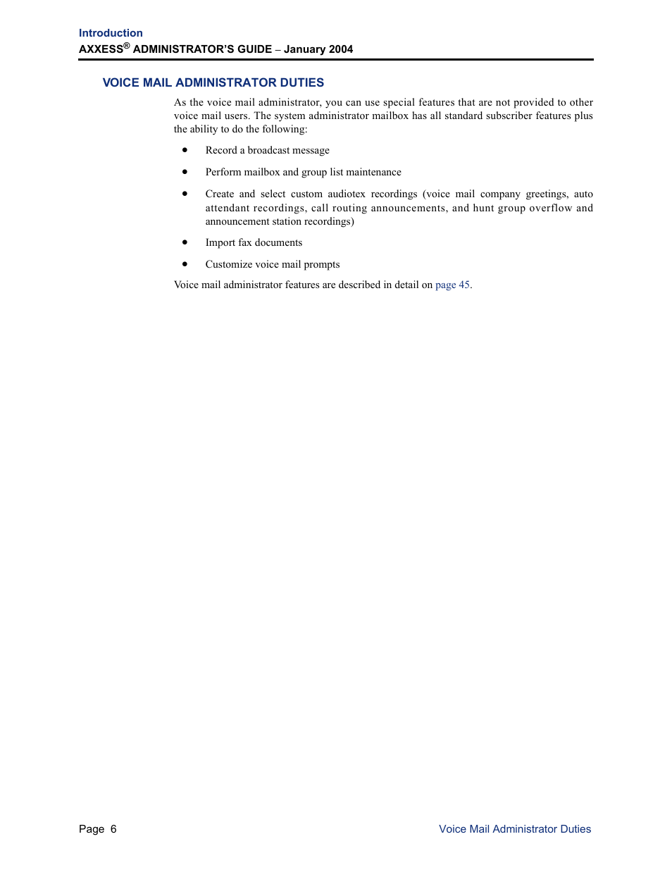 Voice mail administrator duties | Inter-Tel Axxess User Manual | Page 22 / 342