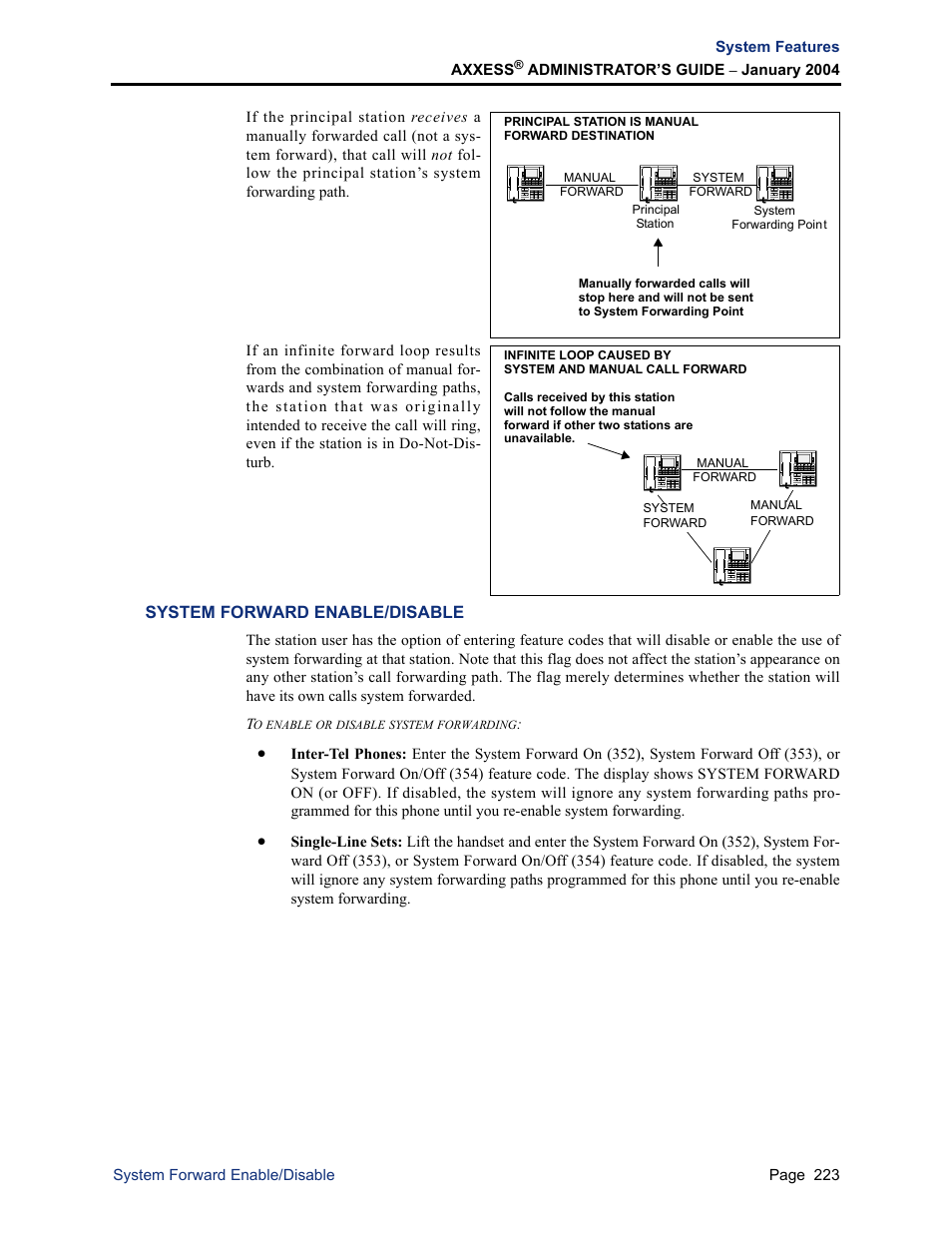 System forward enable/disable | Inter-Tel Axxess User Manual | Page 239 / 342